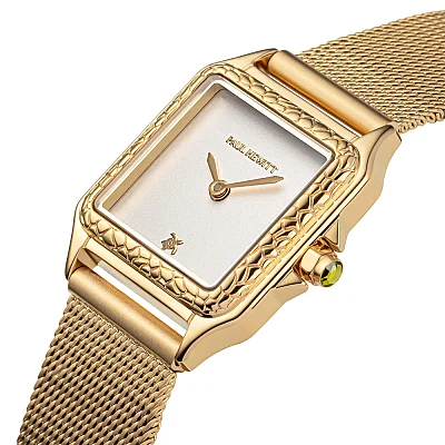 Paul Hewitt Petite Soleil Tortue White Dial Gold Mesh PH-W-2027