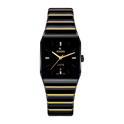 Rado Anatom Automatic Black Dial Ceramic Bracelet Gold PVD Diamonds 27.5mm R10263702