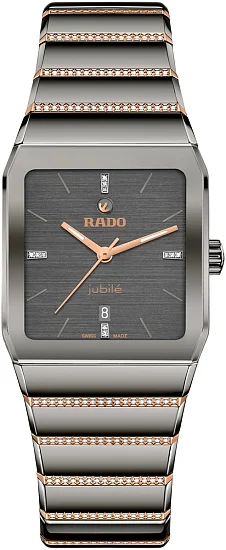Rado Anatom Automatic Grey Dial Ceramic Bracelet Rose Gold PVD Diamonds R10264712