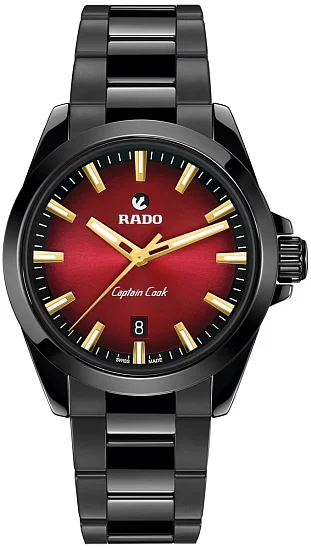 Rado Captain Cook Discover High-Tech Black Ceramic 40mm Red Dial R32279332