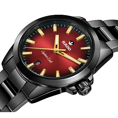 Rado Captain Cook Discover High-Tech Black Ceramic 40mm Red Dial R32279332