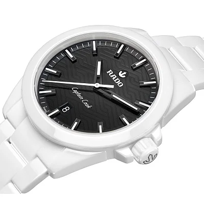 Rado Captain Cook Discover High-Tech White Ceramic 40mm Black Dial R32278162