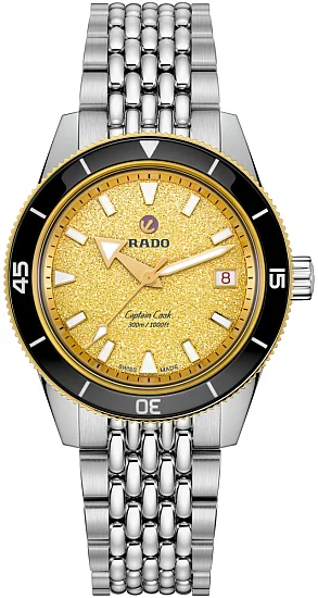 Rado Captain Cook Gent Automatic 39mm Black Ceramic Set Gold Dial R32223258