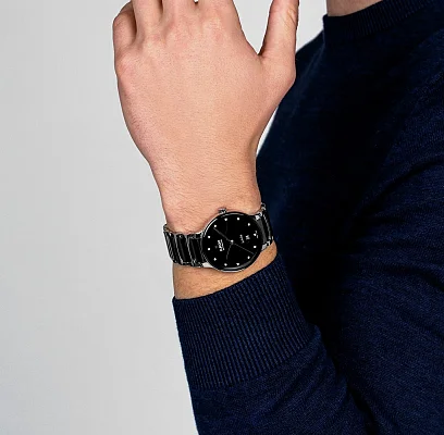 Rado Centrix Gent Automatic L Diamonds Black Ceramic & Steel R30018742