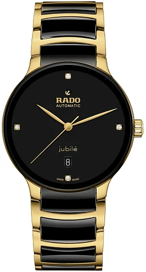 Rado Centrix Gent Automatic L Diamonds Black Ceramic & Yellow Gold PVD R30008712