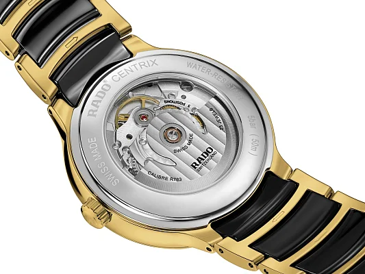 Rado Centrix Gent Automatic L Diamonds Black Ceramic & Yellow Gold PVD R30008712
