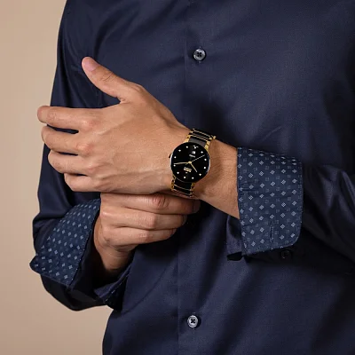 Rado Centrix Gent Automatic L Diamonds Black Ceramic & Yellow Gold PVD R30008742