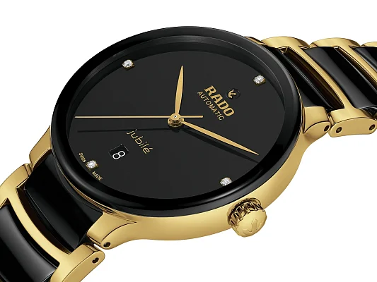 Rado Centrix Gent Automatic L Diamonds Black Ceramic & Yellow Gold PVD R30008712
