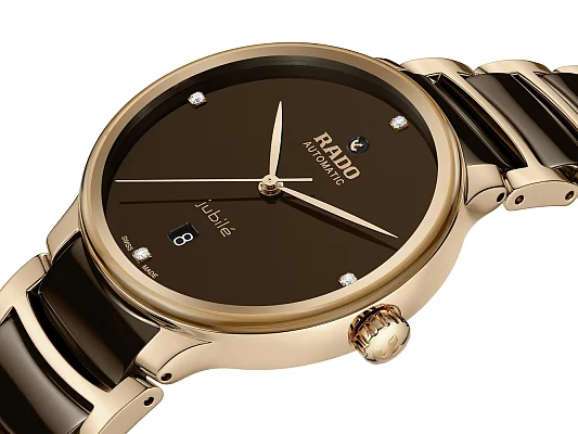 Rado Centrix Gent Automatic L Diamonds Brown Ceramic & Rose Gold PVD R30017712