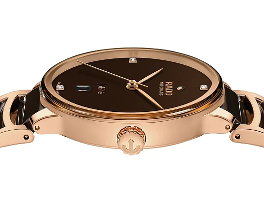 Rado Centrix Gent Automatic L Diamonds Brown Ceramic & Rose Gold PVD R30017712
