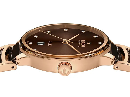 Rado Centrix Gent Automatic L Diamonds Brown Ceramic & Rose Gold PVD R30017732
