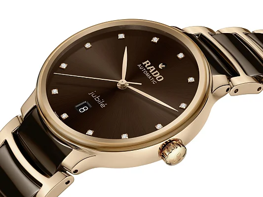 Rado Centrix Gent Automatic L Diamonds Brown Ceramic & Rose Gold PVD R30017732