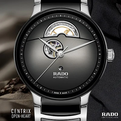 Rado Centrix Gent Automatic Open-Heart L Black Ceramic R30012152