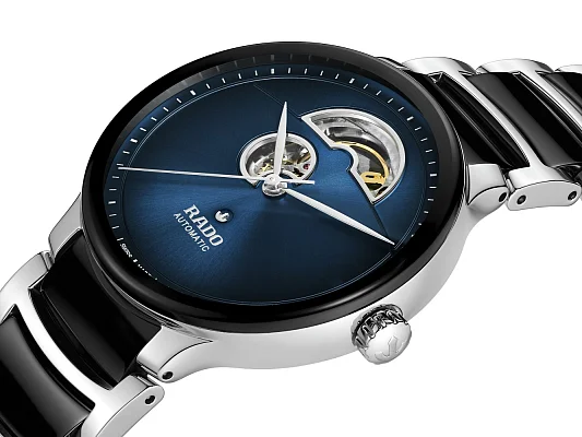 Rado Centrix Gent Automatic Open-Heart L Black Ceramic Blue Dial R30012202