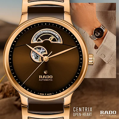 Rado Centrix Gent Automatic Open-Heart L Brown Ceramic Brown Dial R30013302