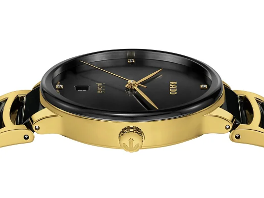Rado Centrix Gent Diamonds Quartz L Black Ceramic R30022712