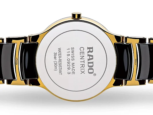 Rado Centrix Gent Diamonds Quartz L Black Ceramic & Yellow Gold R30929712