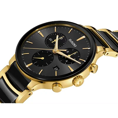 Rado Centrix Gent Quartz Chrono Black Ceramic & Yellow Gold PVD R30211152