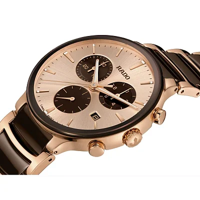 Rado Centrix Gent Quartz Chrono Brown Ceramic & Rose Gold PVD R30212402
