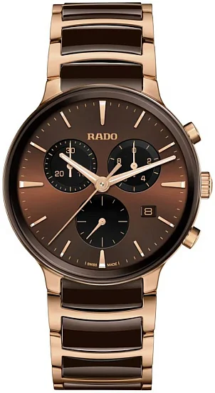Rado Centrix Gent Quartz Chrono Brown Ceramic & Rose Gold PVD R30212302