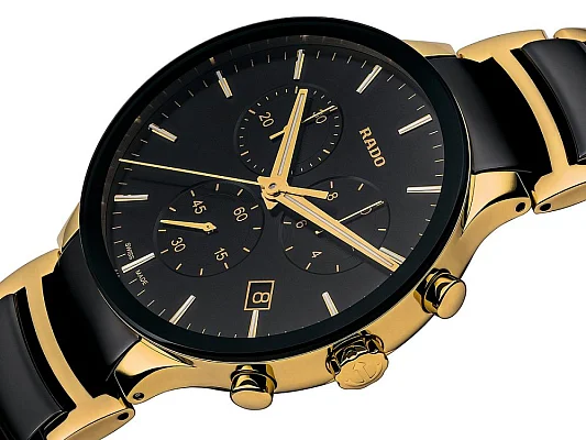 Rado Centrix Gent Quartz Chrono L Black Ceramic & Yellow Gold R30134162