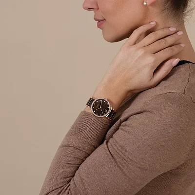 Rado Centrix Lady Automatic M Diamonds Black Ceramic & Rose Gold PVD R30230922