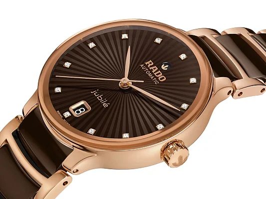 Rado Centrix Lady Automatic M Diamonds Brown Ceramic & Rose Gold PVD R30037732