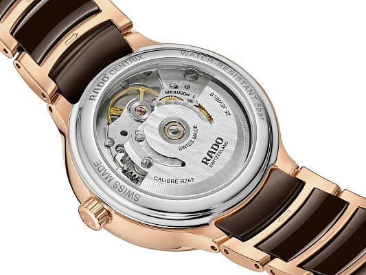 Rado Centrix Lady Automatic M Diamonds Brown Ceramic & Rose Gold PVD R30037732