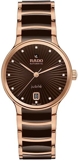 Rado Centrix Lady Automatic M Diamonds Brown Ceramic & Rose Gold PVD R30037732
