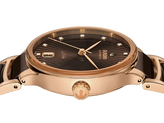 Rado Centrix Lady Automatic M Diamonds Brown Ceramic & Rose Gold PVD R30037732
