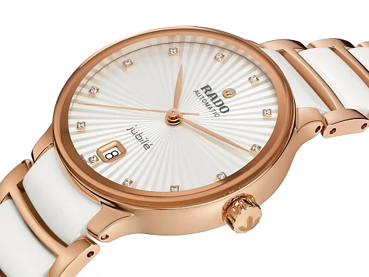 Rado Centrix Lady Automatic M Diamonds White Ceramic & Rose Gold PVD R30037744