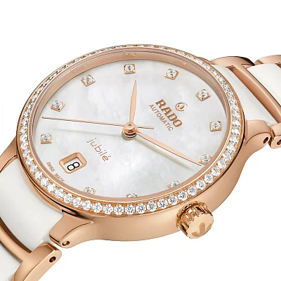 Rado Centrix Lady Automatic M Diamonds White Ceramic & Rose Gold PVD R30230902