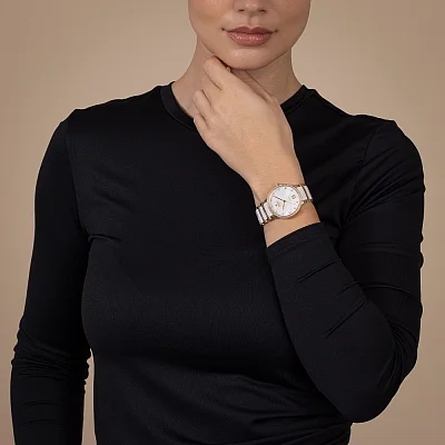 Rado Centrix Lady Automatic M Diamonds White Ceramic & Rose Gold PVD R30230902
