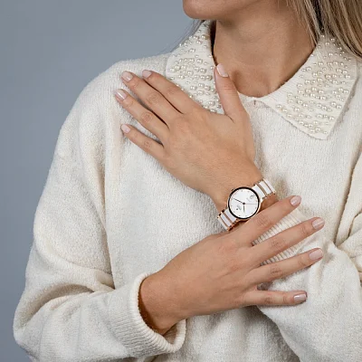 Rado Centrix Lady Automatic M Diamonds White Ceramic & Rose Gold PVD R30037744