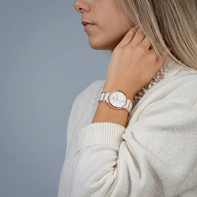 Rado Centrix Lady Automatic M Diamonds White Ceramic & Rose Gold PVD R30037744