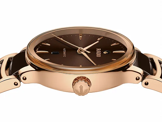 Rado Centrix Lady Automatic S Brown Ceramic & Rose Gold PVD R30019302