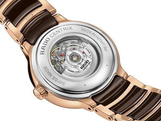 Rado Centrix Lady Diamonds Automatic S Brown Ceramic & Rose Gold PVD R30019732
