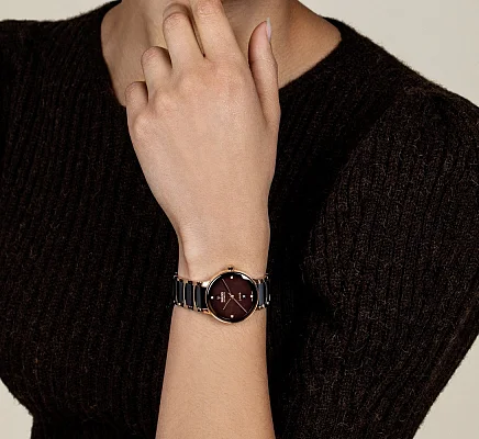 Rado Centrix Lady Diamonds Automatic S Brown Ceramic & Rose Gold PVD R30019712