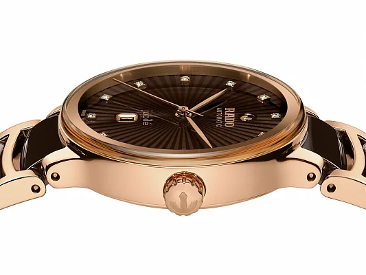Rado Centrix Lady Diamonds Automatic S Brown Ceramic & Rose Gold PVD R30019732