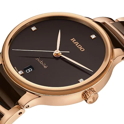 Rado Centrix Lady Diamonds Quartz M Brown Ceramic R30038712