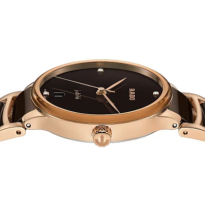 Rado Centrix Lady Diamonds Quartz M Brown Ceramic R30038712