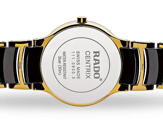 Rado Centrix Lady Diamonds Quartz S Black Ceramic & Yellow Gold R30930712