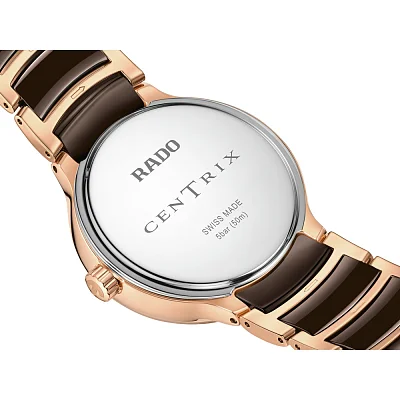 Rado Centrix Lady Quartz Date Moonphase Diamonds Brown Ceramic R30232902