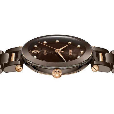 Rado Coupole Lady Quartz Jubile Brown Ceramic Diamonds R22242703