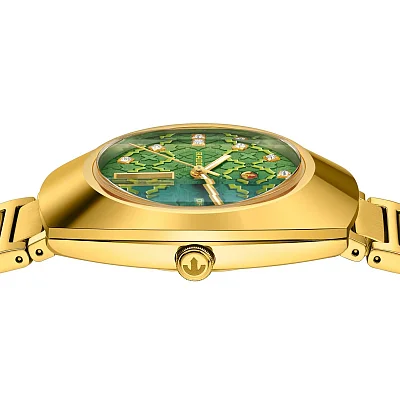 Rado DiaStar Original Gent Gold PVD Automatic Day-Date Ceramos Green Dial R12161313