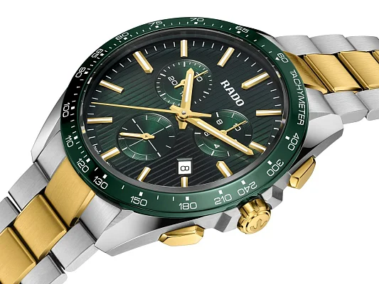 Rado HyperChrome Gent Quartz Chrono XXL Green & Yellow Gold PVD R32186313
