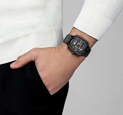 Rado True Square Gent Automatic Skeleton L Black Ceramic R27124162
