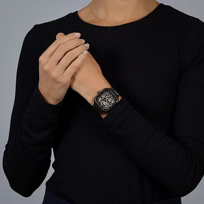 Rado True Square Gent Automatic Skeleton L Black Ceramic Diamonds R27086712