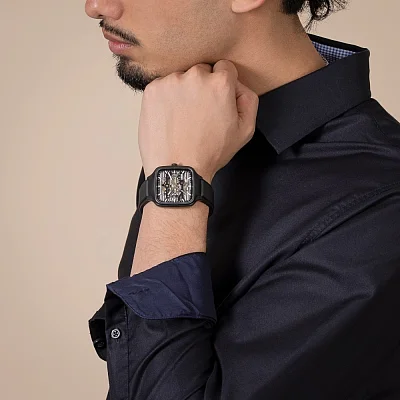 Rado True Square Gent Automatic Skeleton L Matt Black Ceramic R27197169