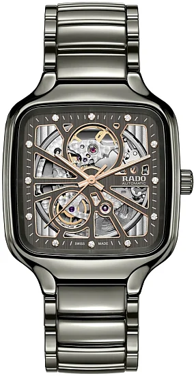 Rado True Square Gent Automatic Skeleton L Plasma Ceramic Diamonds R27083712